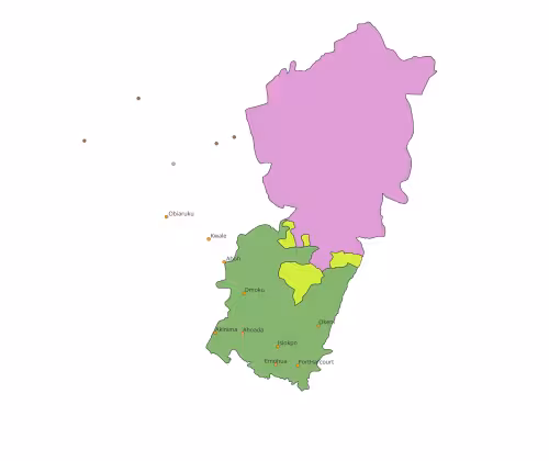 Map Showing Akalaka Land And the Northward to Southward Pressing Igbos