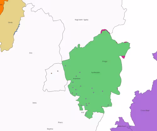 Map of The Igbos Proper According to Leonard 1906